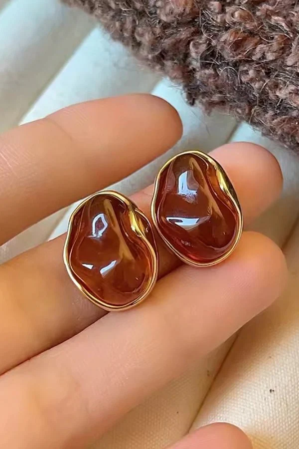 Amber Gem Stone Earrings - Image 9
