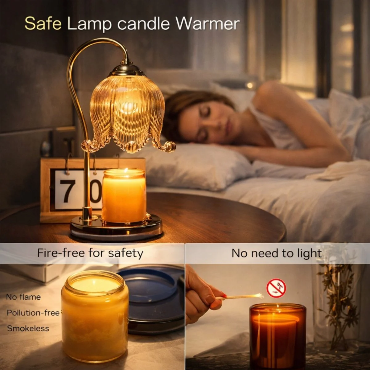 The Aurelia Glow Lamp | Marble & Brass Botanical Warmer - Image 4