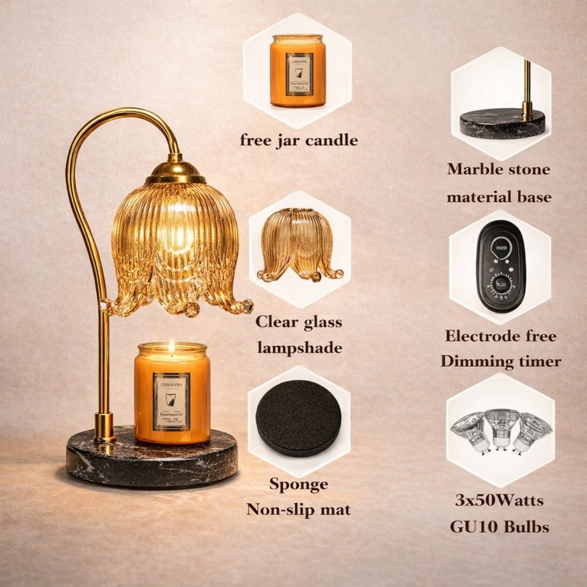 The Aurelia Glow Lamp | Marble & Brass Botanical Warmer - Image 5