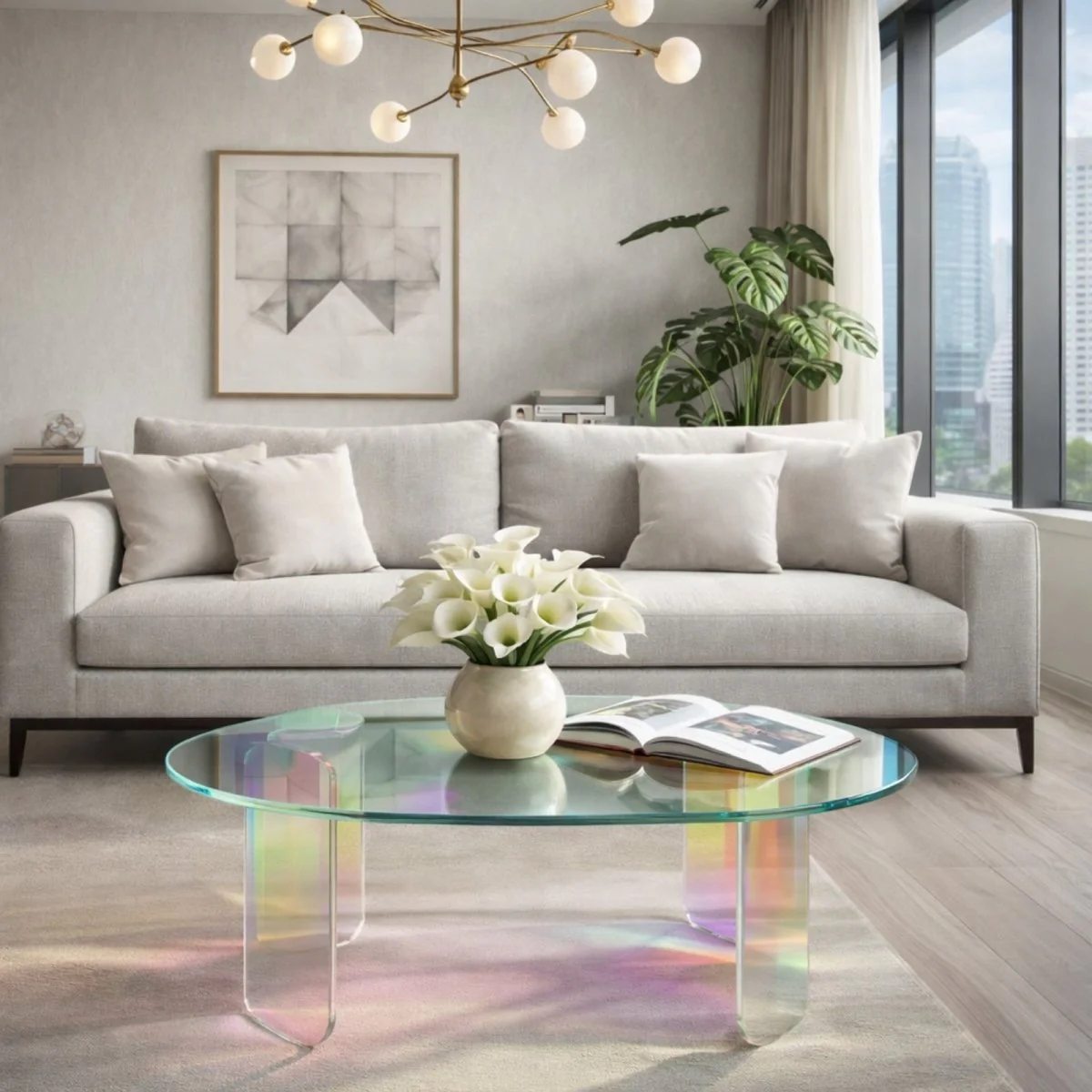 The Aurora Oval Table | Iridescent Cloud-Acrylic Sculpture