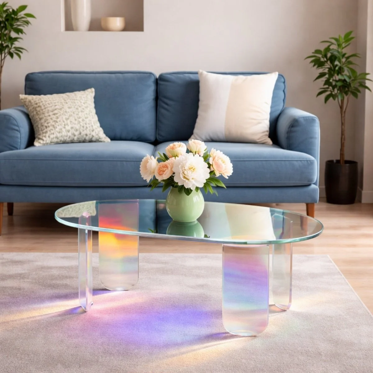 The Aurora Oval Table | Iridescent Cloud-Acrylic Sculpture - Image 2