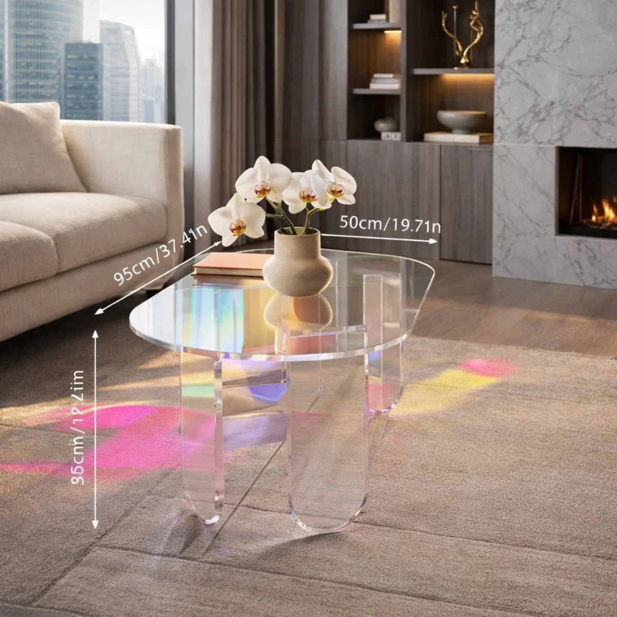 The Aurora Oval Table | Iridescent Cloud-Acrylic Sculpture - Image 6