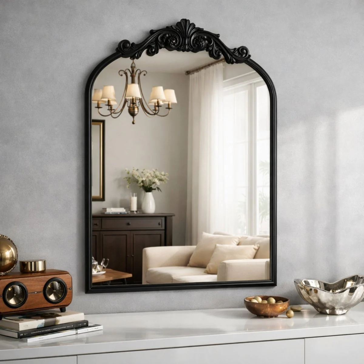 The Aveline Estate Mirror | Vintage-Baroque Arched Statement - Image 7