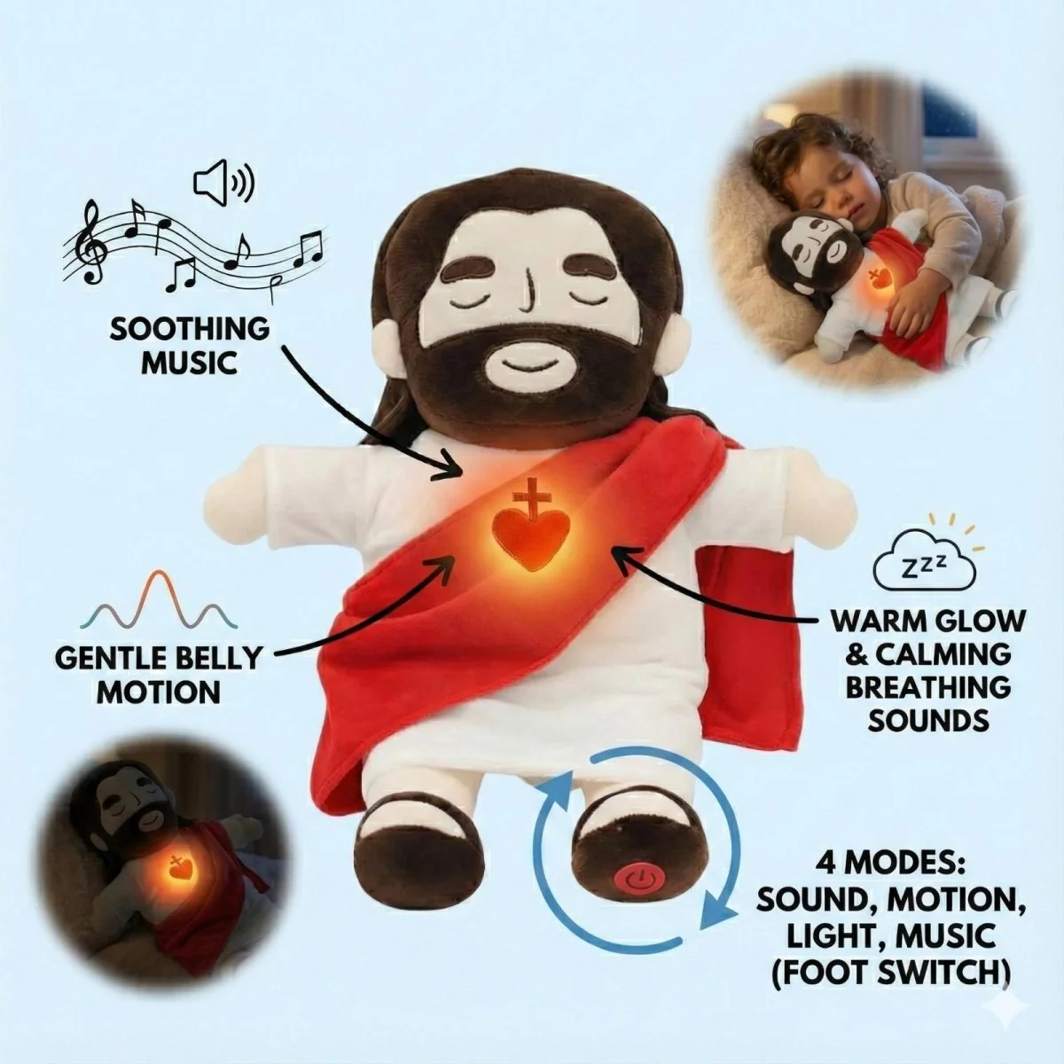 Red Jesus Breathing Calming Doll - Image 3