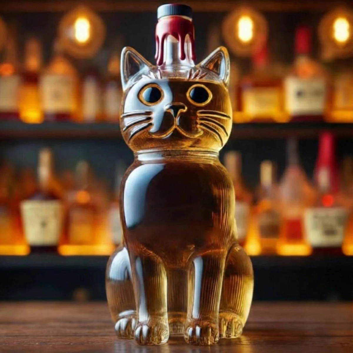 Smiling Cat Whiskey Bourbon Decanter Bottle - Image 2