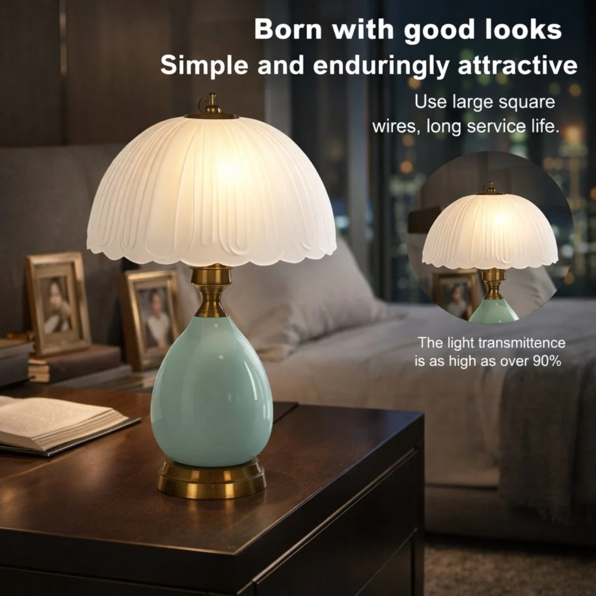 The Celadon Vintage Lamp | Crackle-Glaze Ceramic &amp; Brass - Image 4
