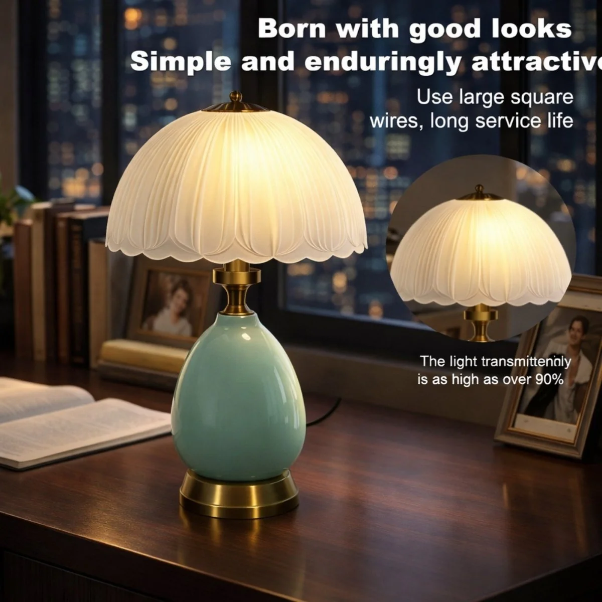 The Celadon Vintage Lamp | Crackle-Glaze Ceramic &amp; Brass - Image 5
