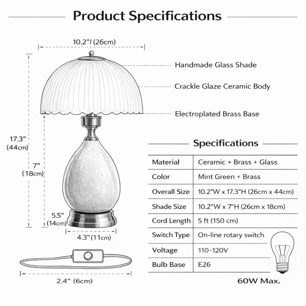 The Celadon Vintage Lamp | Crackle-Glaze Ceramic &amp; Brass - Image 7
