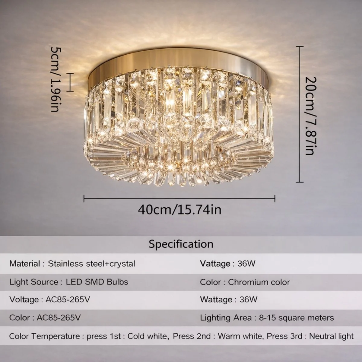 The Celestial Prism Flush Mount | Modern Crystal Halo - Image 6