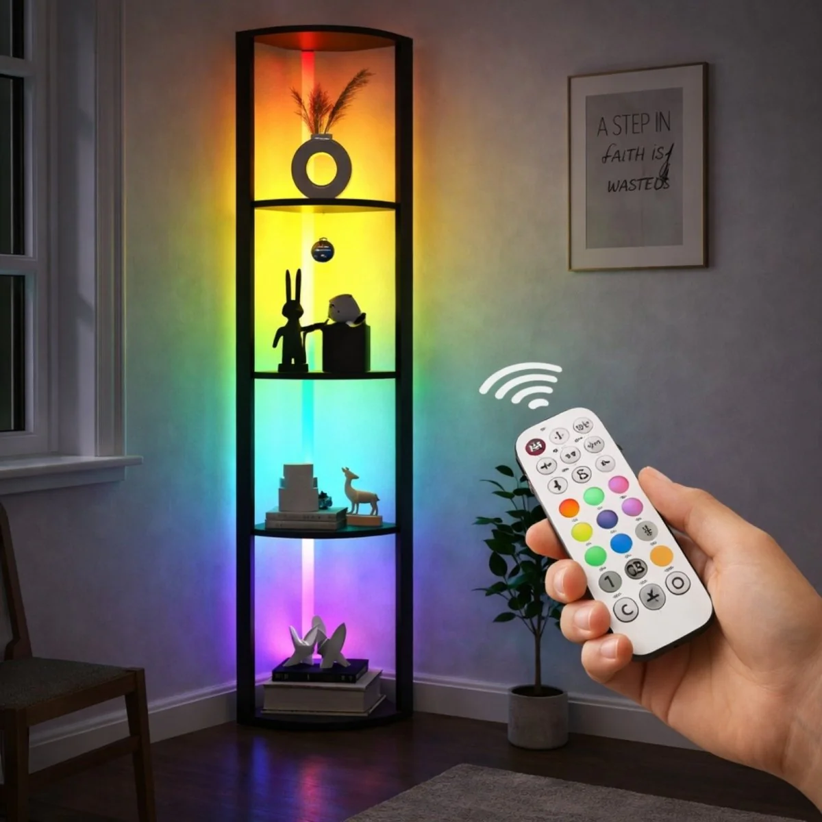 The Chroma Corner Tower | Smart LED Sanctuary Shelf