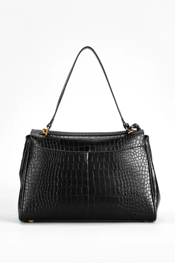 Crocodile Embossed Leather Top Handle Bag - Image 2