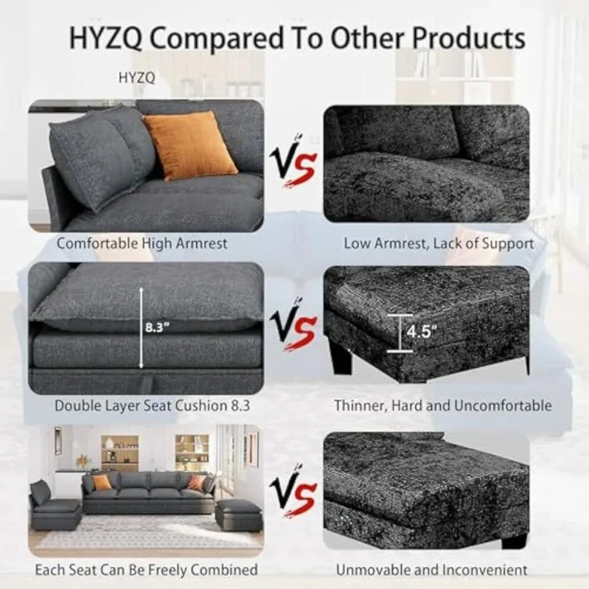 U Shaped Sofa Couch Set - Image 4