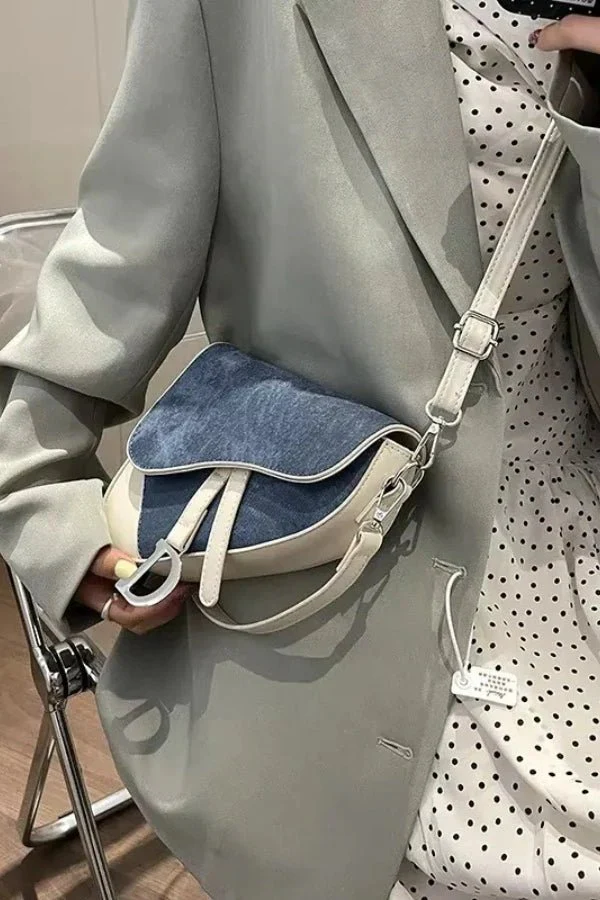 Denim Pattern Saddle Bag - Image 3