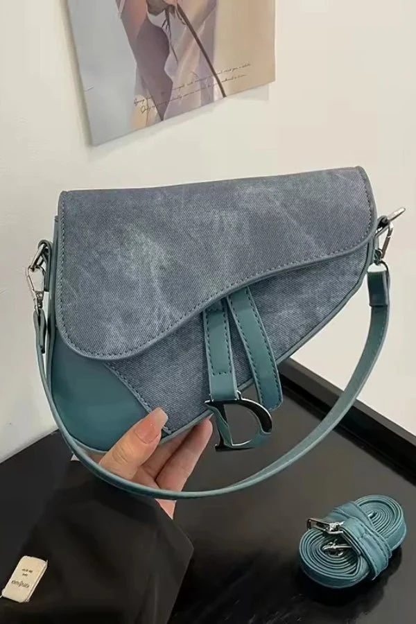 Denim Pattern Saddle Bag - Image 6
