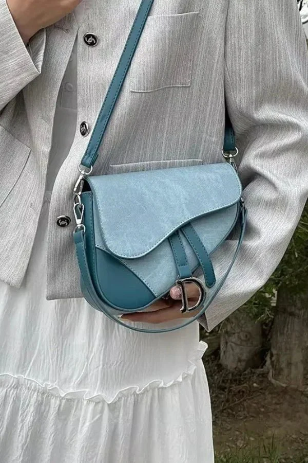 Denim Pattern Saddle Bag - Image 8