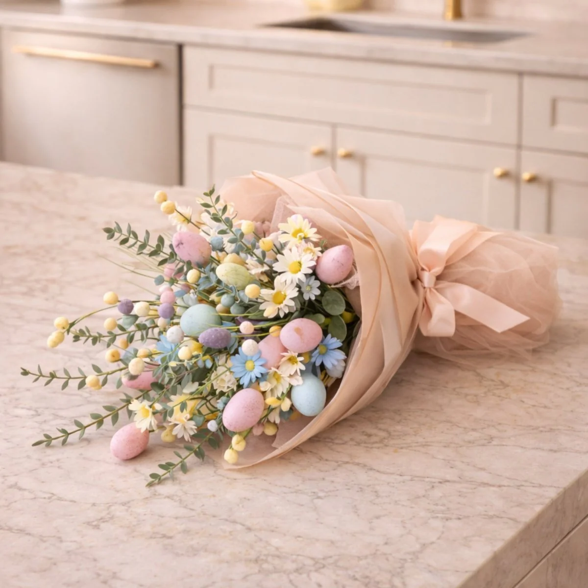 Easter Egg Bouquet - 18" Artificial Pastel Spring Flower Stem for DIY Bouquets & Home Decor - Image 4