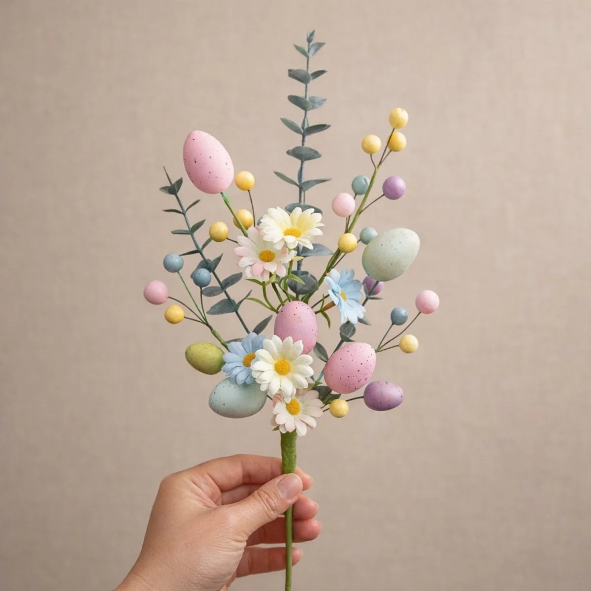 Easter Egg Bouquet - 18" Artificial Pastel Spring Flower Stem for DIY Bouquets & Home Decor - Image 5