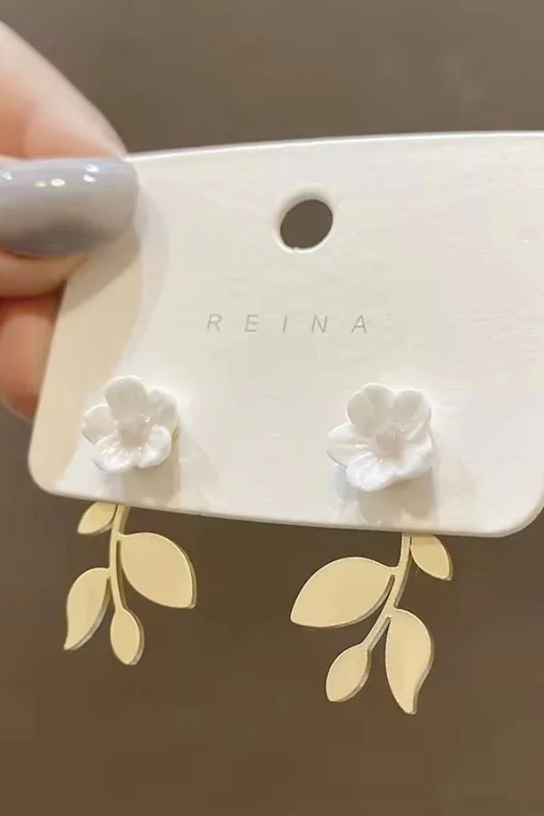 Flower Dual Tone Earrings - Image 15