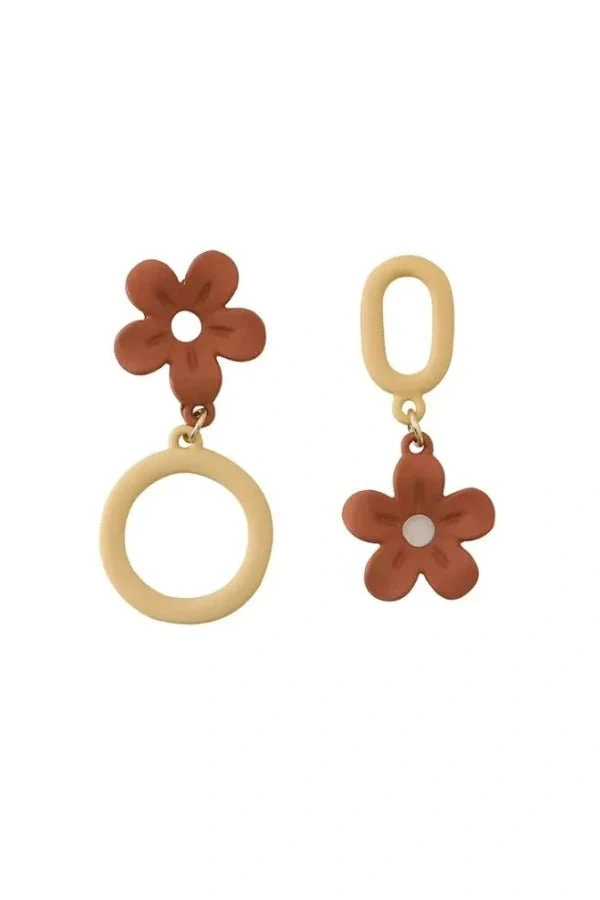 Flower Dual Tone Earrings - Image 3