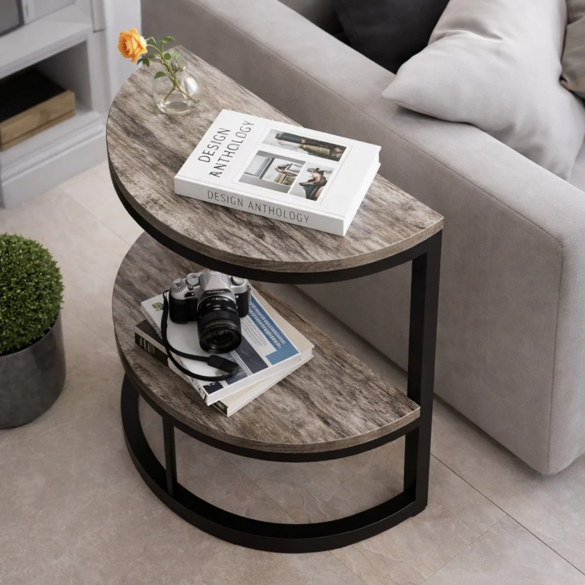 The Luna Console | Industrial Half-Moon Accent Table - Image 2