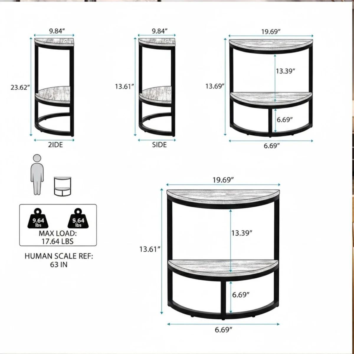 The Luna Console | Industrial Half-Moon Accent Table - Image 9