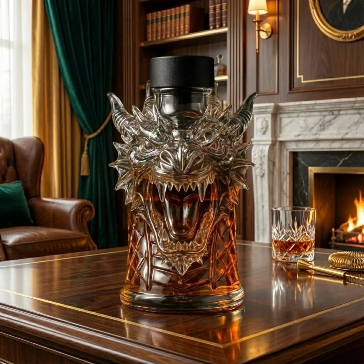 Premium Dragon Whiskey Decanter | Hand-Blown Crystal Glass Liquor Dispenser for Bourbon, Scotch & Spirits | Unique Home Bar Gift - Image 2