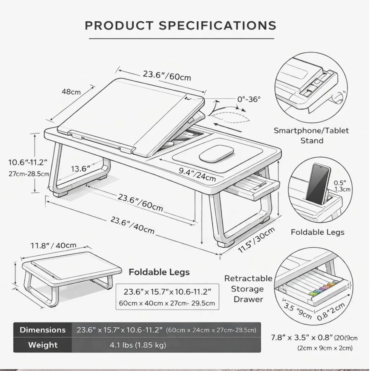 The Haven Workspace | Adjustable Omni-Tilt Lap Desk - Image 9