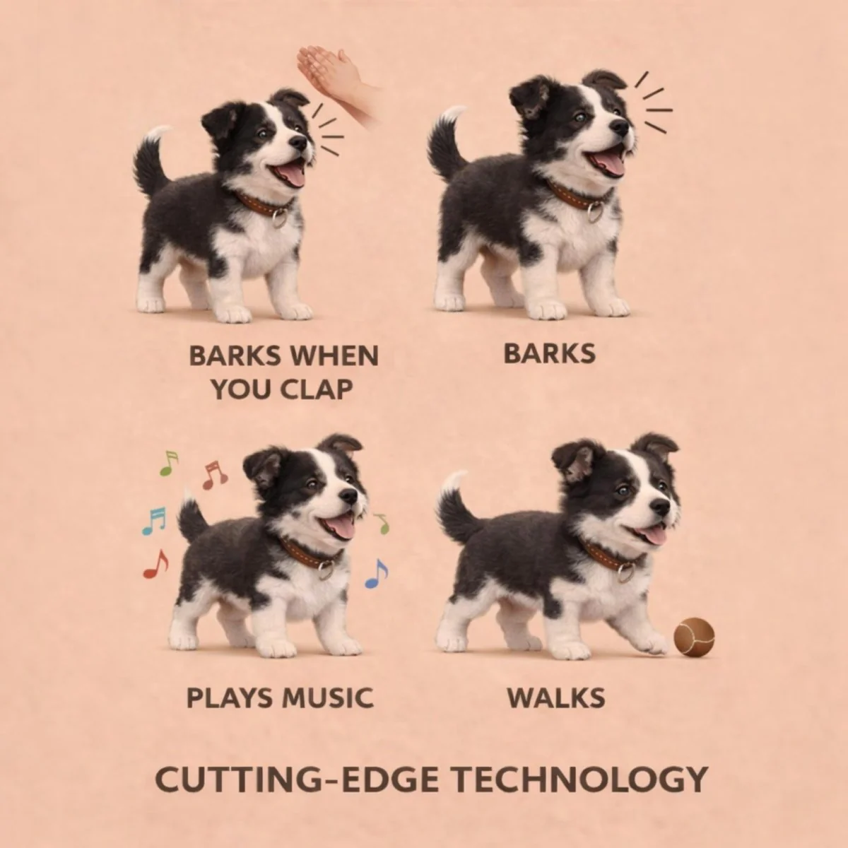 Interactive Realistic Border Collie Robot Puppy – Lifelike Walking, Barking & Sitting Electronic Dog Toy - Image 6