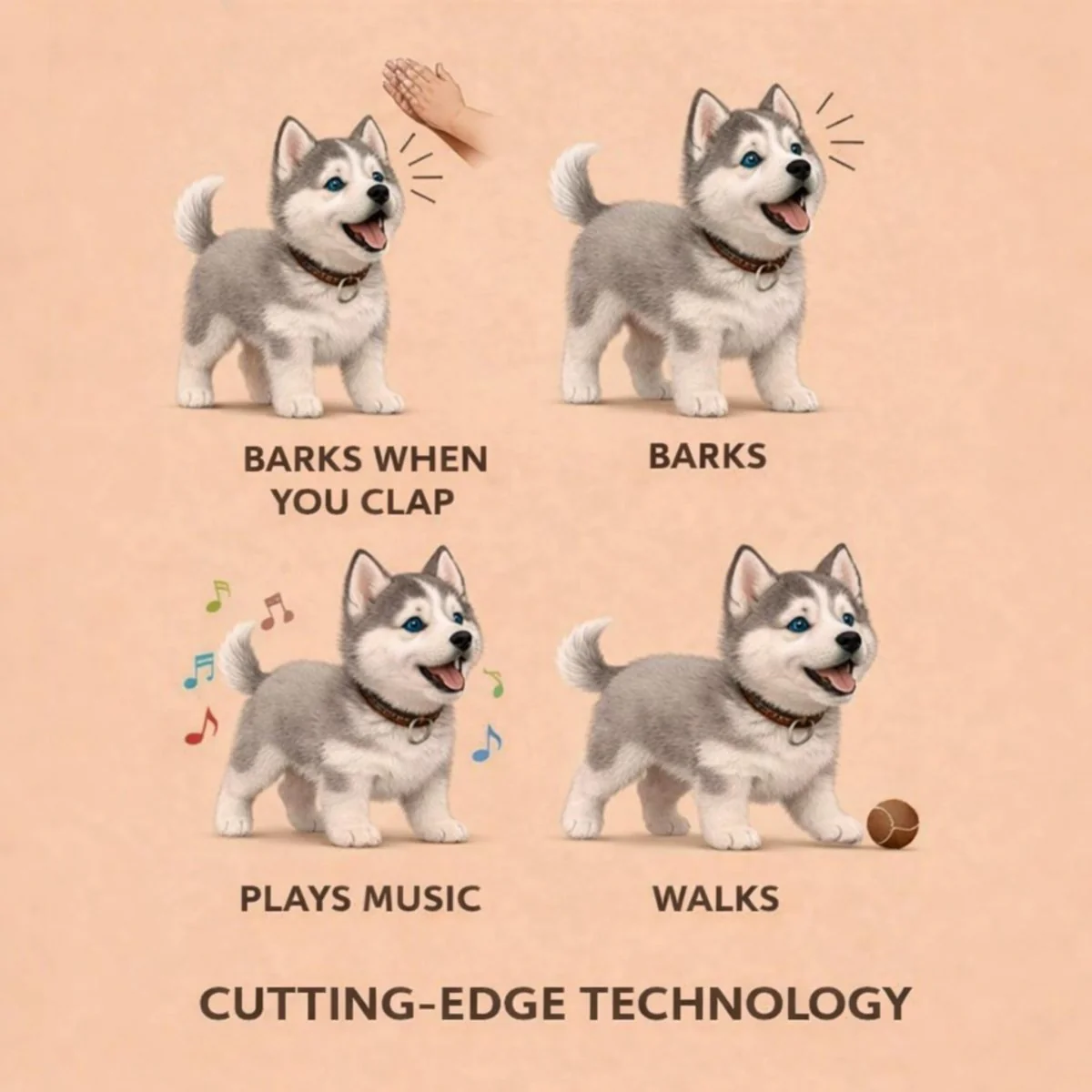 Interactive Walking Husky Puppy – Realistic Barking & Moving Electronic Robot Dog Toy - Image 3