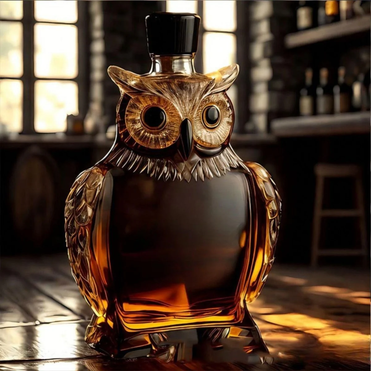 Owl Whiskey Bourbon Decanter Bottle