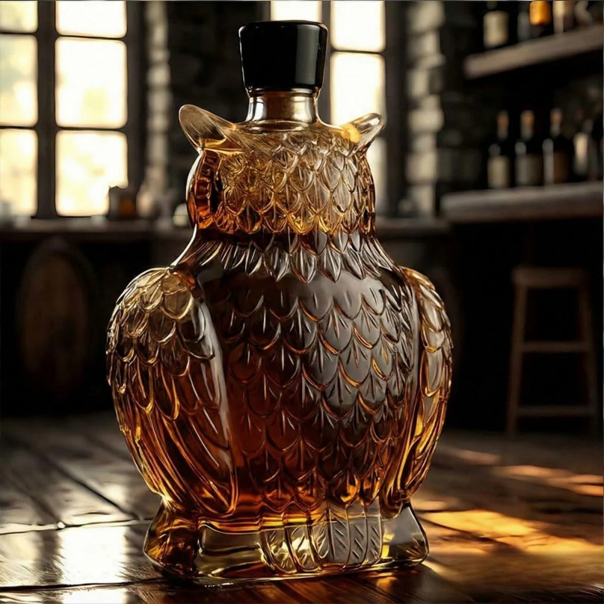 Owl Whiskey Bourbon Decanter Bottle - Image 2