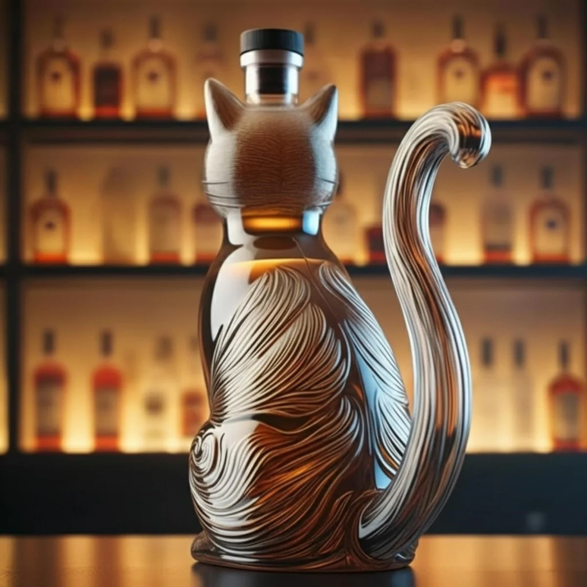 Fancy Cat Whiskey Bourbon Decanter Bottle - Image 3