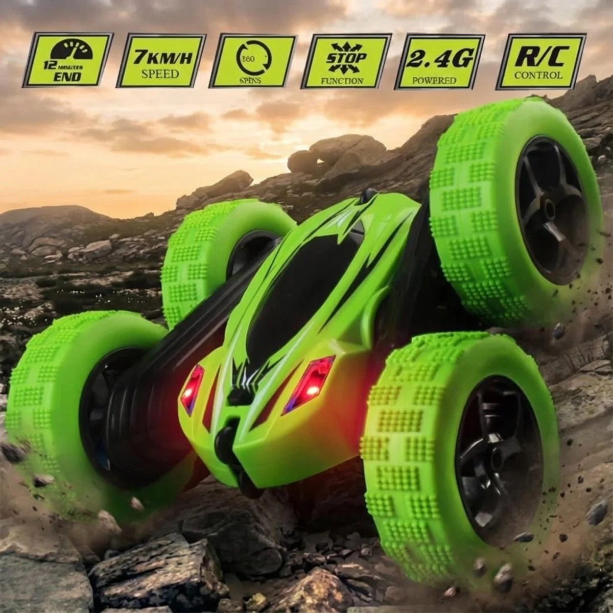 360° RC Stunt Car – 4WD Double-Sided Remote Control Toy with LED Lights & 2.4GHz Control - Image 8