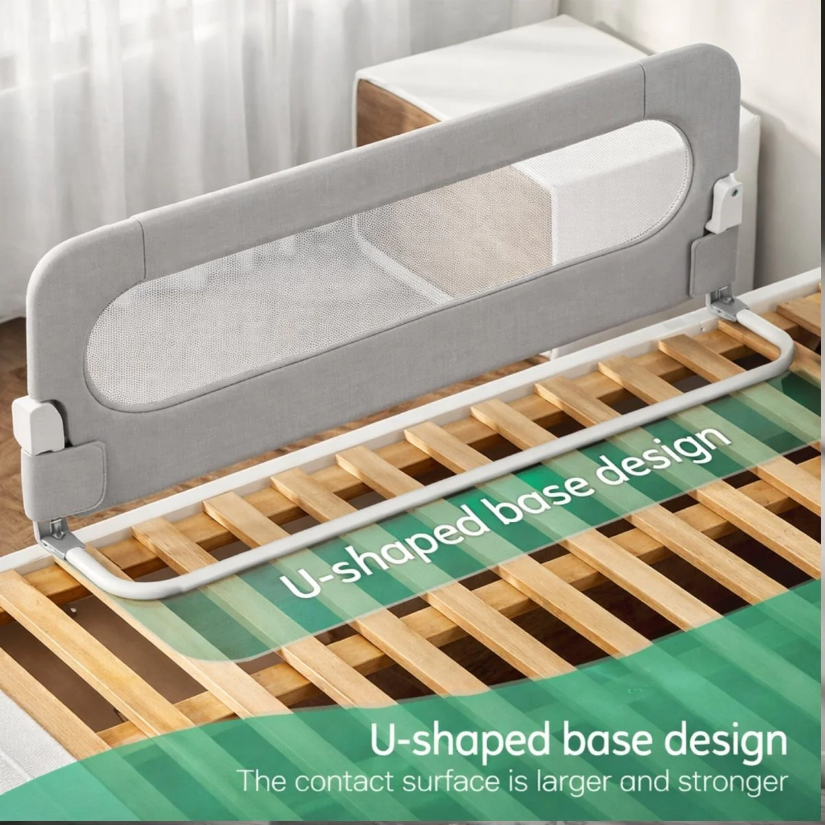 Toddler Bed Rail Guard Extra Long 71in for Kids | Fold Down Bedrail for Twin, Double, Queen & King Beds | Adjustable & Breathable Mesh Fabric | Kouvr - Image 4