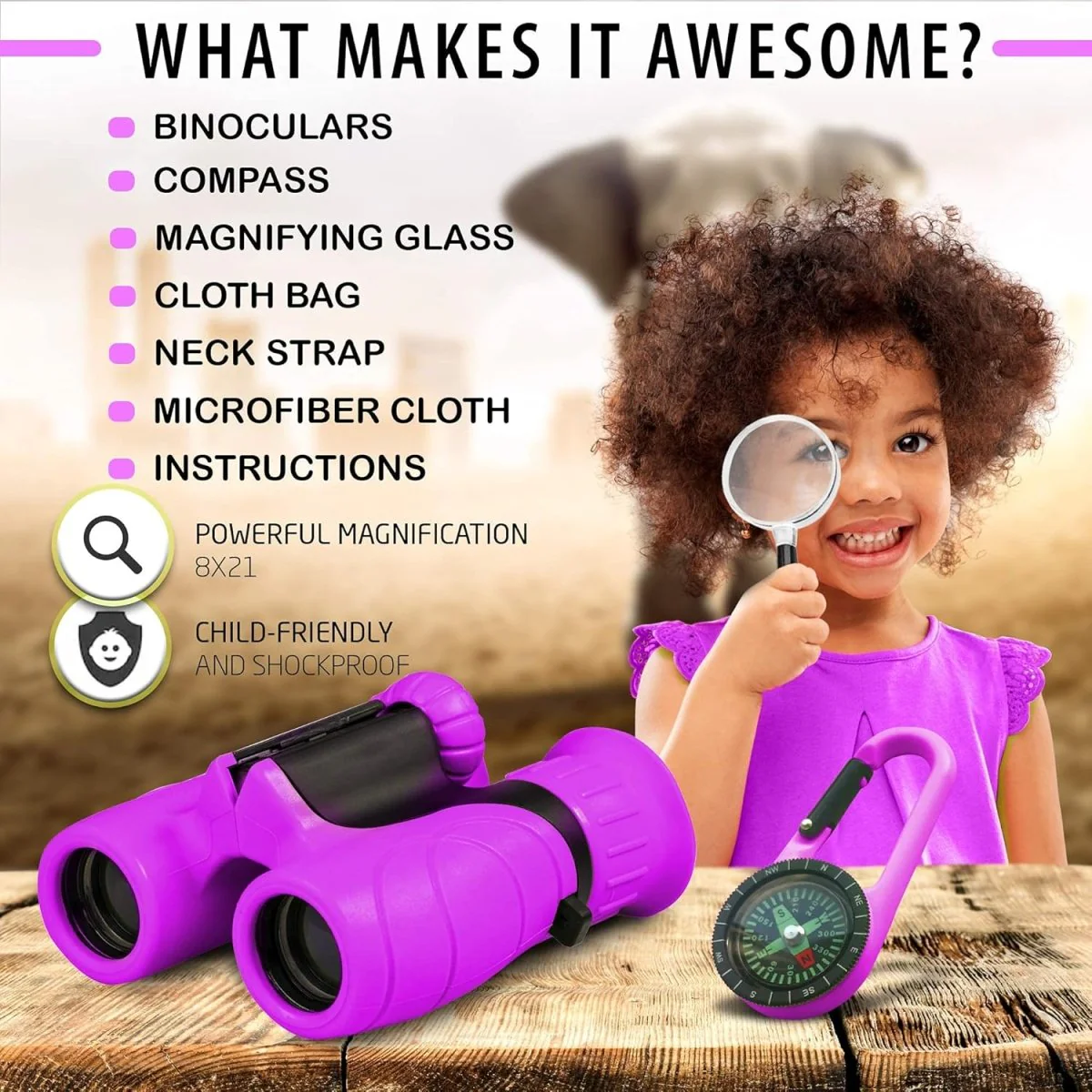 Kids Outdoor Explorer Kit: Shockproof 8x21 Binoculars, Compass & Magnifying Glass – Ultimate Nature Adventure Set for Boys & Girls - Image 8