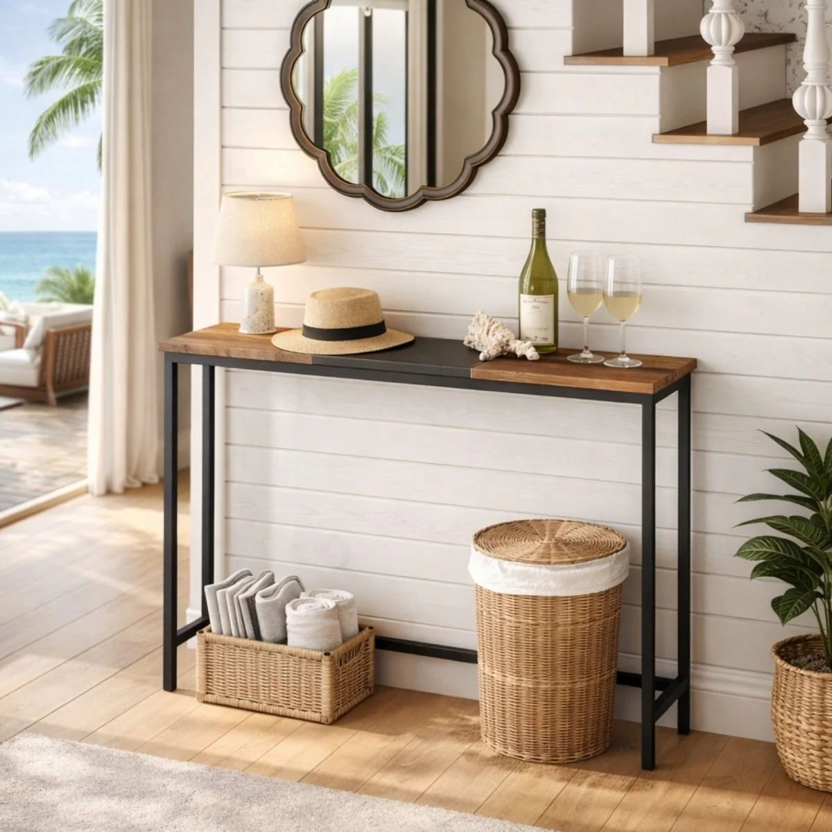 The Linear Sanctuary Console | 64" Power-Enabled Slim Sofa Table - Image 2
