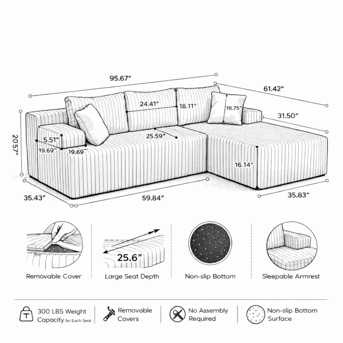 The Altitude Modular | Deep-Seat Cloud Sectional & Ottoman - Image 8