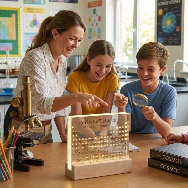 Periodic Table with Real Elements - Acrylic LED Display & Wooden Base - Image 5