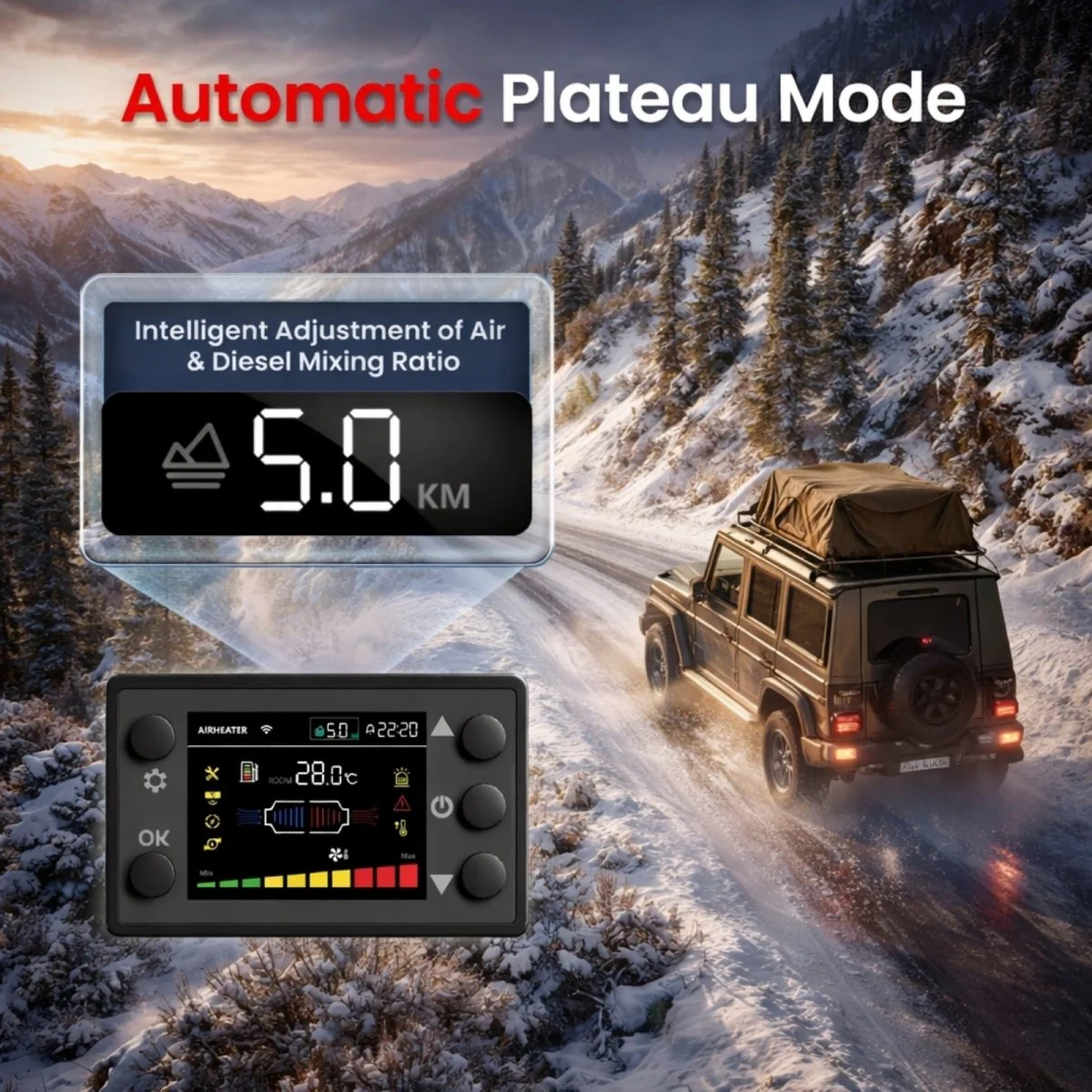 Portable Diesel Air Heater 5kW 12V All-in-One Unit with Smart App & Remote Control - for RV, Cabin, Camping Tent, Garage, Boat & Workshop | Kouvr - Image 6