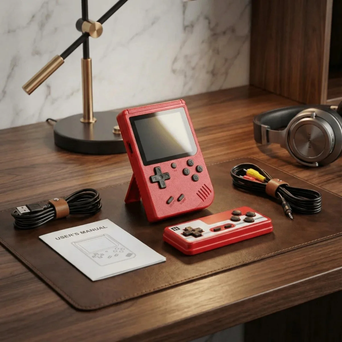 Retro Games Red Console Handheld with 400 Games (with Controller) - Image 3