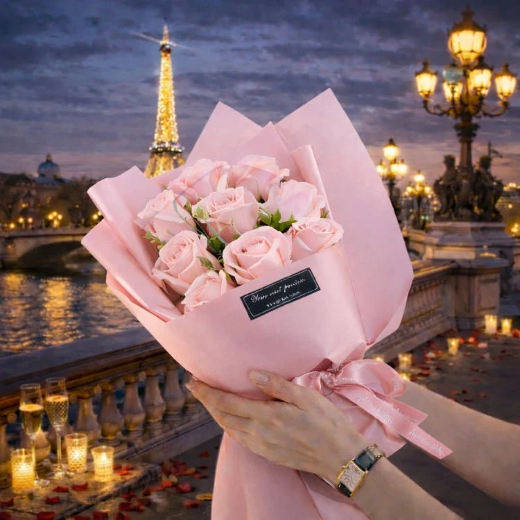 Red Forever Roses Bouquet | Roses That Last A Year | Romantic Anniversary Gift for Her | 9 Stem Hand-Tied Luxury Floral Arrangement | Kouvr - Image 3