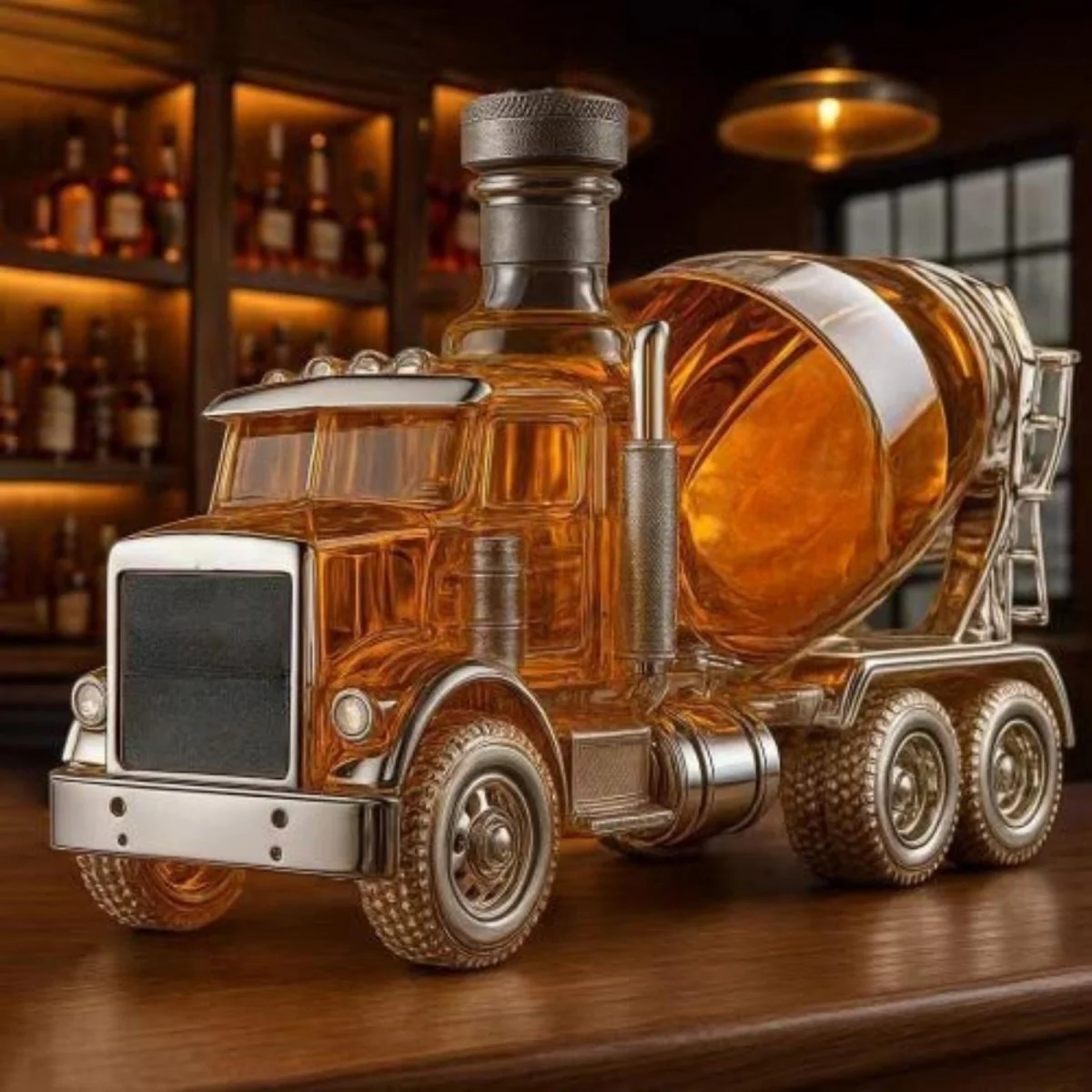 Cement Mixer Truck Whiskey Bourbon Decanter Bottle