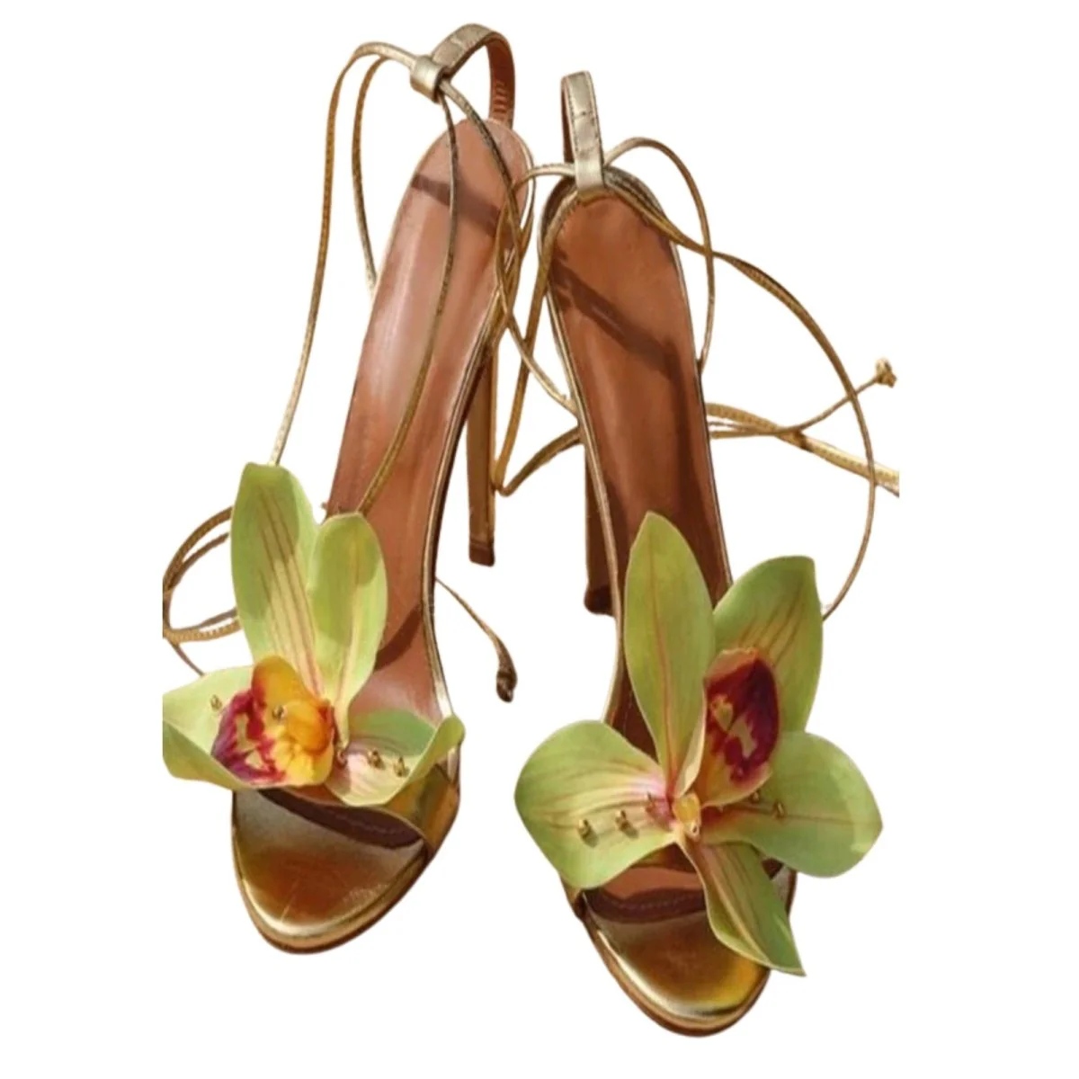 Lailah Open High-heeled Sandals with Cross Straps - Image 2