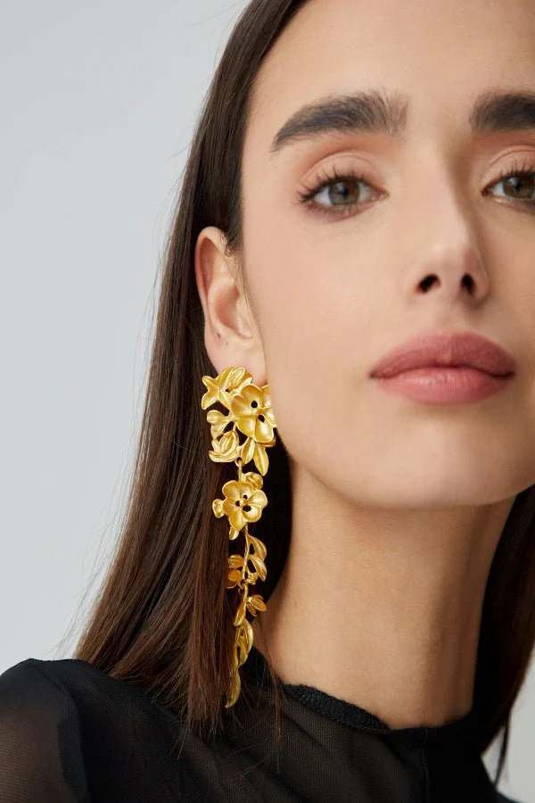 Liana Floral Fringed Earrings - Image 3