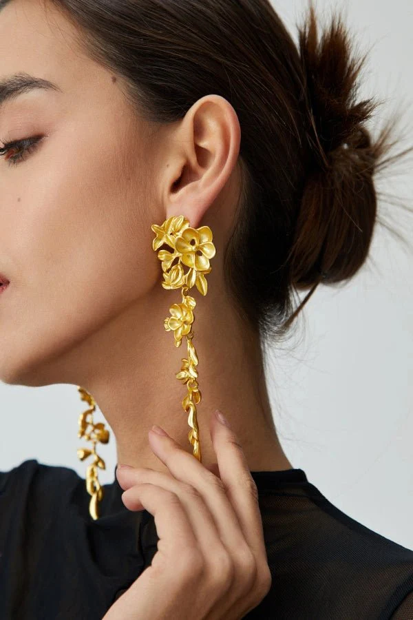 Liana Floral Fringed Earrings - Image 4