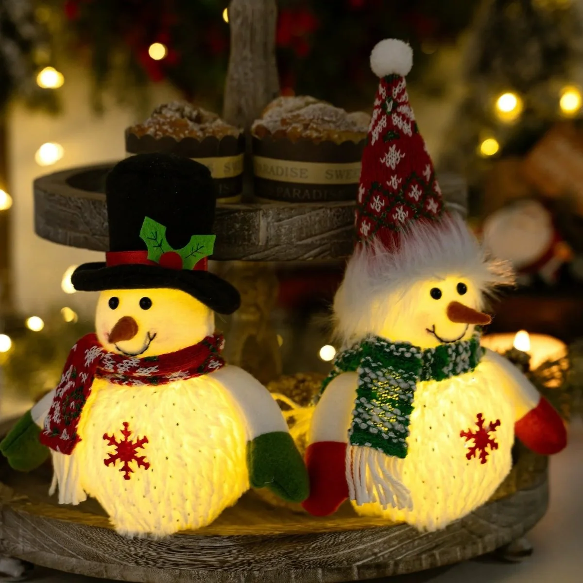 Glowing Christmas Snowman Duo
