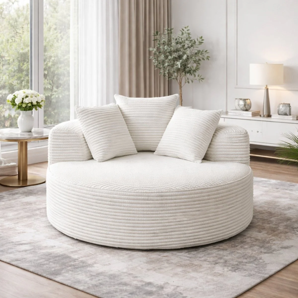 The Luna Cloud Chair | Oversized Corduroy Swivel - Image 3