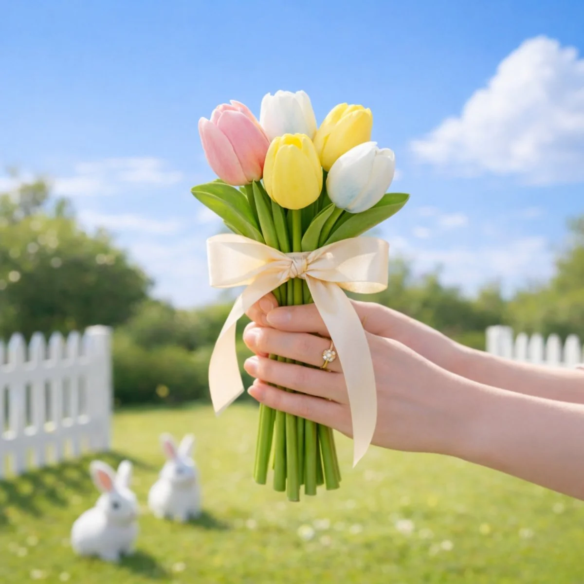 Premium Real-Touch Tulip Bouquet - Fresh Spring Flower Arrangement for Mother's Day, Birthdays & Home Decor - Hand-Tied Luxury Silk Tulips - Image 3