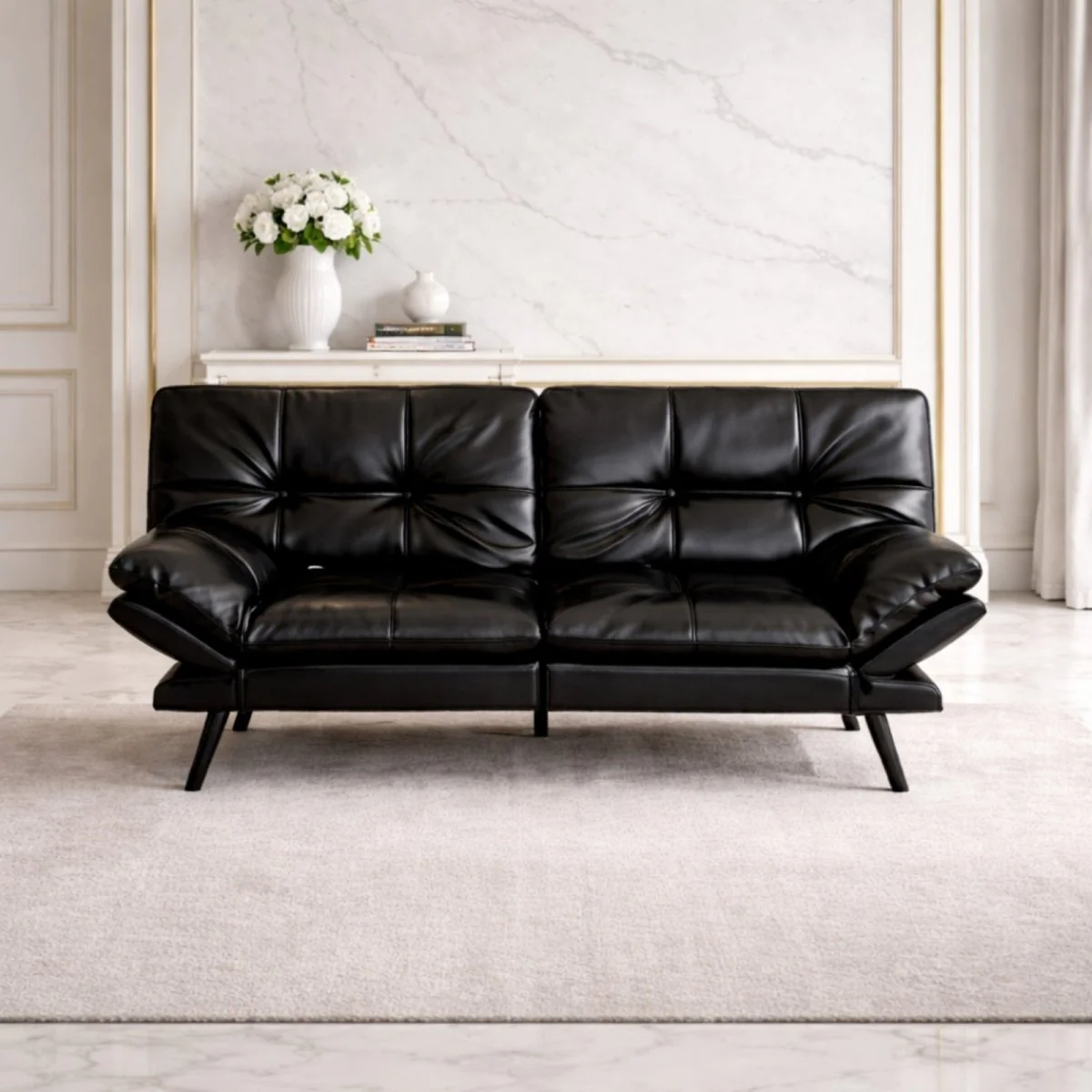 The Maddox Daybed | Mid-Century Convertible Leather Sleeper