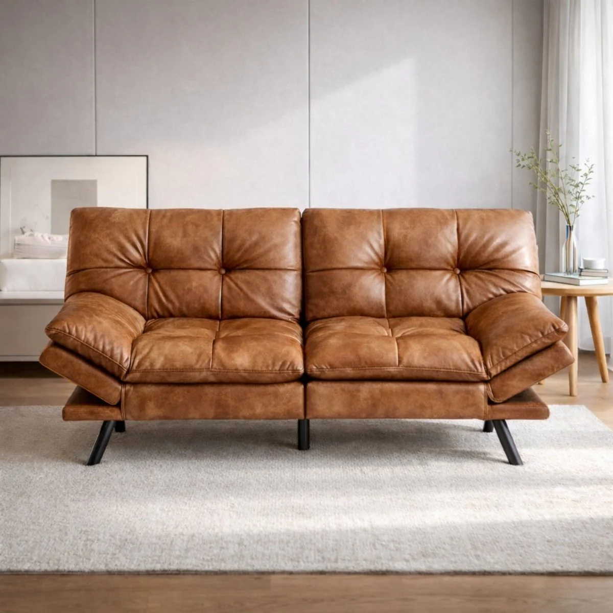 The Maddox Daybed | Mid-Century Convertible Leather Sleeper - Image 2
